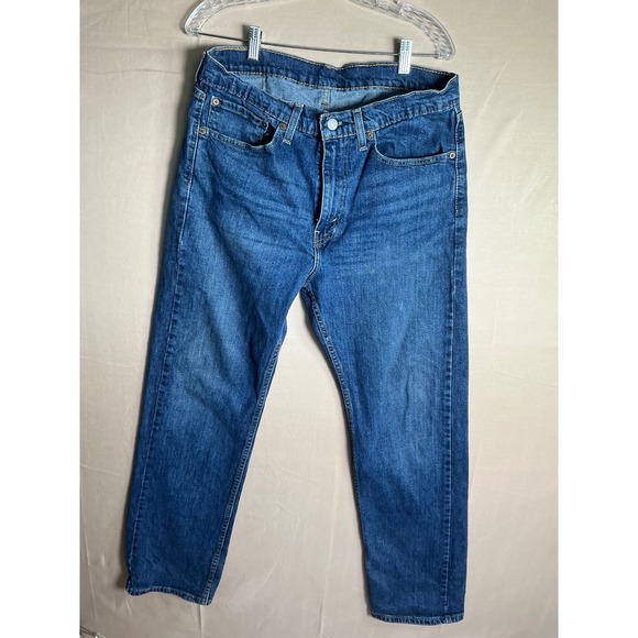 Levis 505 Mens Regular Fit Straight Leg Jeans Medium Wash Blue 34x32 - Picture 2 of 10